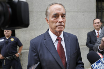 US congressman Chris Collins speaks to reporters in September as he leaves the courthouse after a pre-trial hearing in his insider-trading case in New York in September.