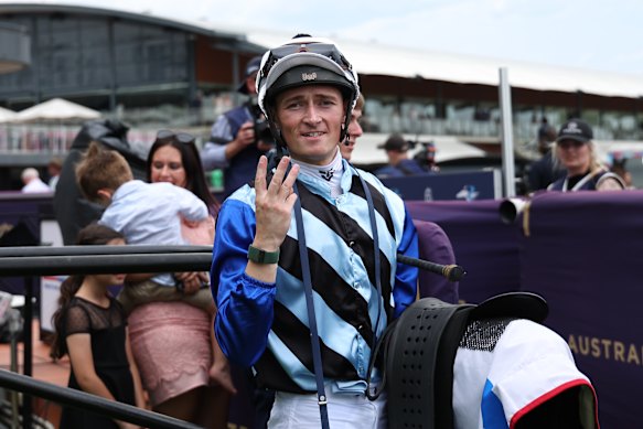Tom Sherry after completing a treble at Rosehill on November 8.