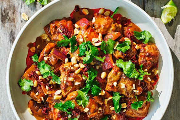 Cheat’s satay chicken.