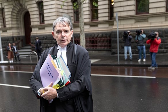 Defence counsel Dermot Dann, KC, outside court.