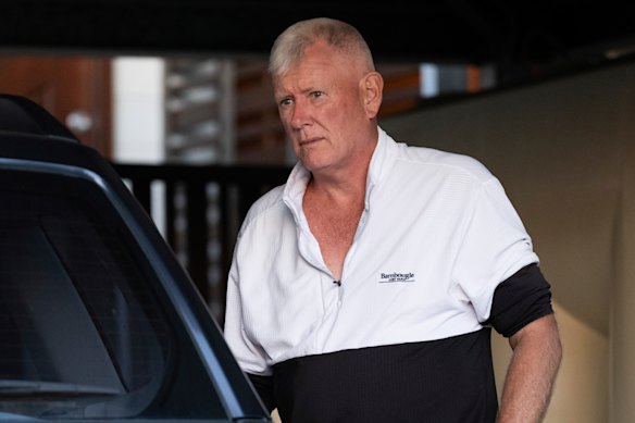 Mark Smyth outside his house in Brisbane earlier this month. 