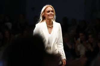 Designer Rebecca Vallance walks the runway during her show at Afterpay Australian Fashion Week 2021 Resort ’22 Collections at Carriageworks on May 31, 2021. 