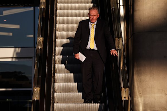Mark Latham leaves Royal Randwick racecourse after a vote over the future of the Rosehill racecourse on May 27. 