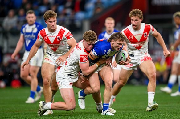 Jacob Preston in action against the Dragons on Saturday night.