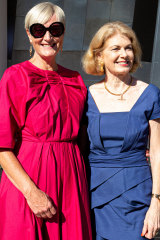 Caroline Ralphsmith, the incoming chief executive of the Melbourne Fashion Festival, with Laura Inman, chair of the not-for-profit event held annually in March. The pair attended the festival’s Welcome to Country held at Fed Square.