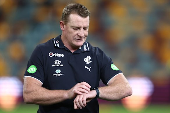 Departing Blues coach Michael Voss.
