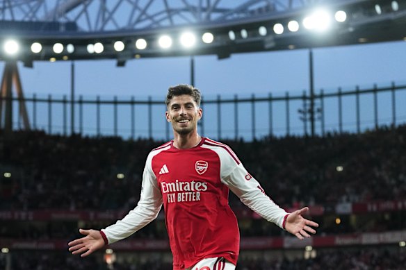 Kai Havertz after finding the net for Arsenal in its match against Coventry City in August.