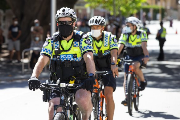 WA Police on patrol in Perth city.