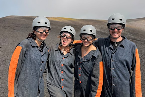 The author, second from left, on a volcano in Nicaragua.