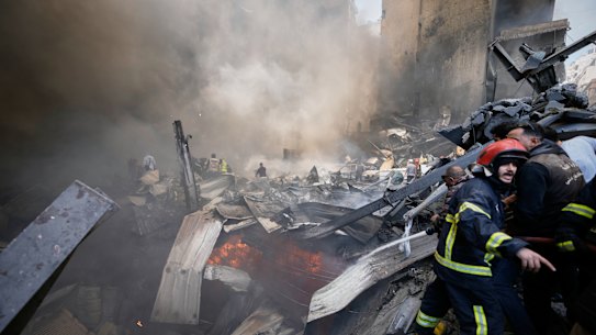 The site of an Israeli airstrike that struck an apartment building in Beirut, Lebanon on Wednesday.