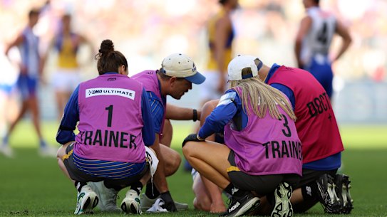 West Coast’s Hamish Davis was concussed in an incident with North Melbourne’s Paul Curtis earlier this month.