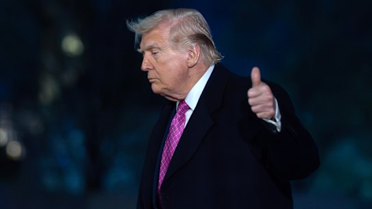 Donald Trump at the White House on Sunday night, Washington time.