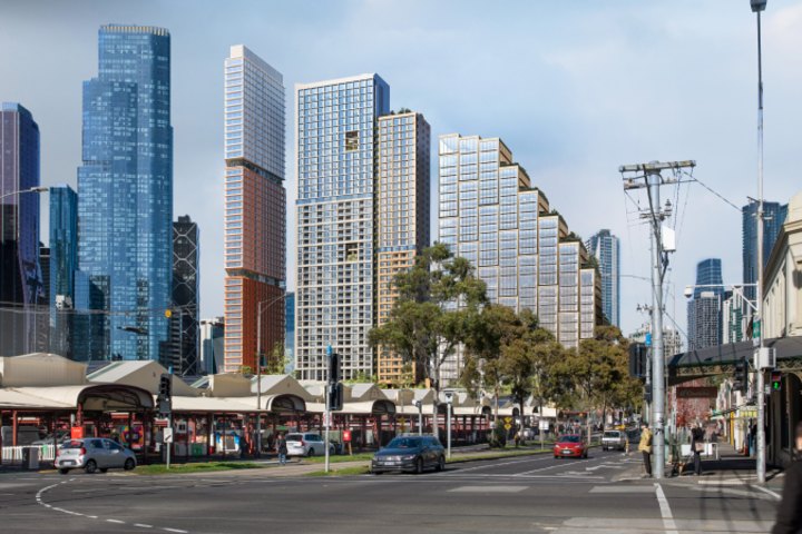 An artist’s impression of the three new towers in the market precinct.