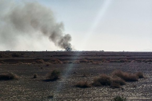 An image shared by Iranian state television purported to show the destroyed US aircraft in the mission to find a stranded airman.
