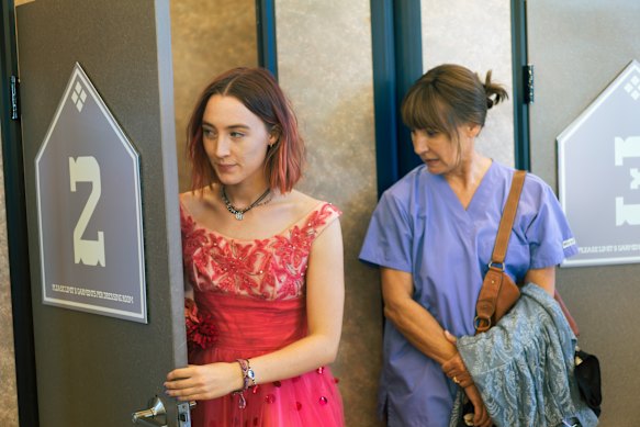 Saoirse Ronan (left) as the caustic and judgmental 17-year-old and Laurie Metcalf as her mum in the film Lady Bird.