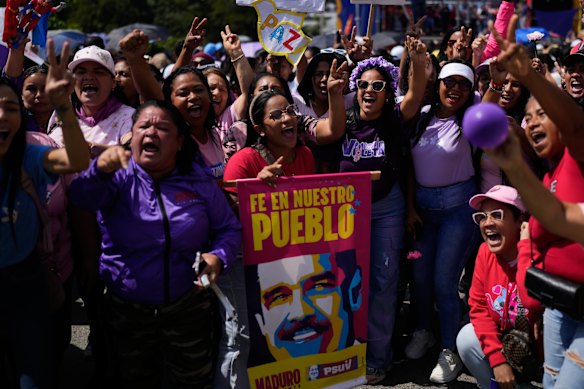 Supporters in Caracas demand the return of Venezuelan President Nicolas Maduro.