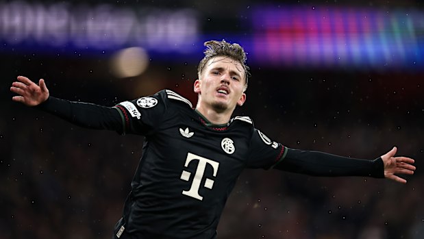 Seventeen-year-old Lennart Karl celebrates his goal.