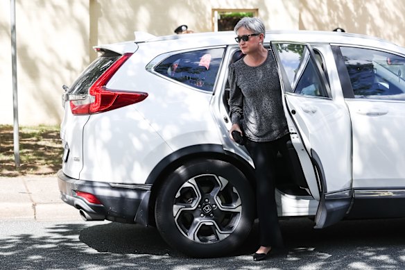 Foreign Minister Penny Wong arriving at The Lodge for the wedding. 