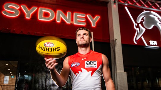 Tom Papley at the Sydney Swans HQ the Friday after beating the Brisbane Lions. 