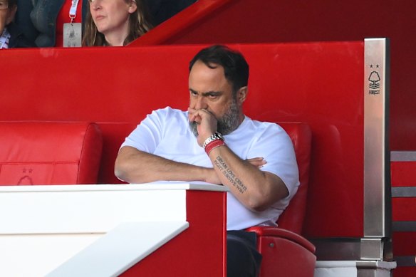 Marinakis at a Nottingham Forest game last season.