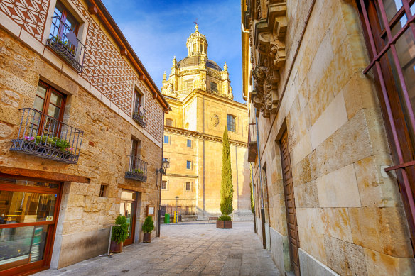 The Church of the Clerecia within the frail town of Salamanca, Spain.