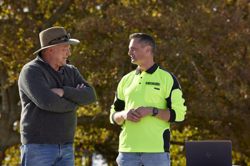 The Block’s Scott Cam and Nick Holden on set.