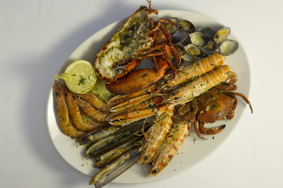 The grilled seafood platter at Casa Camara, in Pasai Donibane.