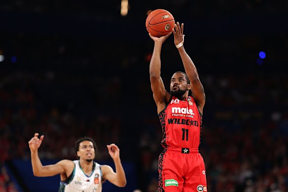 Bryce Cotton in action for the Wildcats at RAC Arena in 2024.