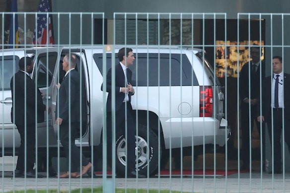 US negotiator Jared Kushner arrives for talks with German Chancellor Friedrich Merz and Ukrainian President Volodymyr Zelensky in Berlin.
