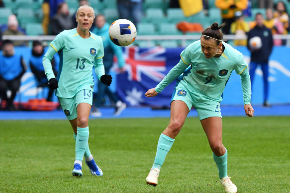 Caitlin Foord completes the rout in Tashkent with the Matildas’ third goal.