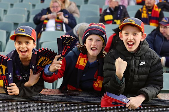 Young and passionate Adelaide fans get set for the match.