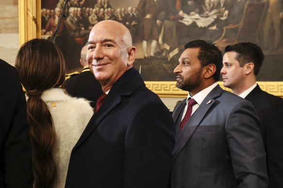 Bezos at Donald Trump&rsquo;s inauguration ceremony in January.