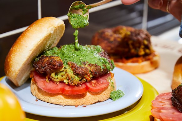 Zucchini and potato tikki buns.