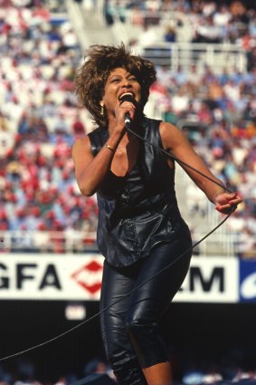 Tina Turner performing astatine  the 1993 NRL expansive  last  astatine  Allianz Stadium. 