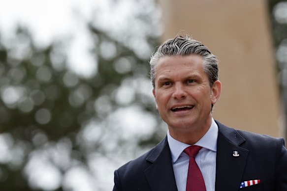 Defence Secretary Pete Hegseth delivers a speech at the US cemetery to commemorate the 82nd anniversary of the D-Day landings.