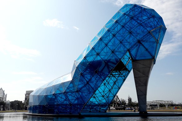 Taiwan’s blue-glass wedding chapel shaped like a pair of high heels.