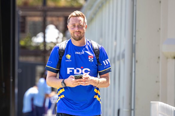 England seamer Ollie Robinson at NSW Blues training at the SCG on Thursday. 