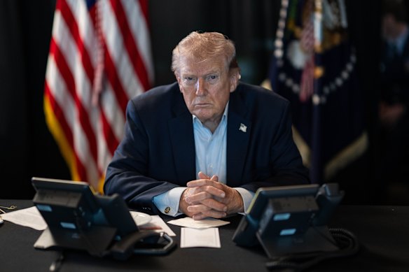 US President Donald Trump at the White House during military operations against Iran.