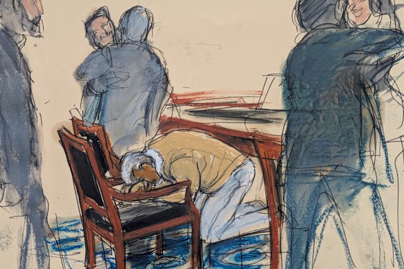 In this courtroom sketch, Sean “Diddy” Combs reacts after he was convicted of prostitution-related offences but acquitted of sex trafficking and racketeering charges that could have put him behind bars for life.