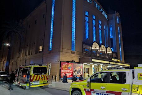 Ambulances outside the Palais Theatre in St Kilda on Wednesday night.