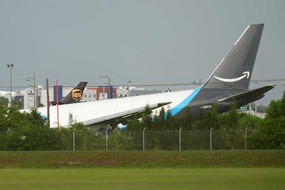 The Amazon plane, which flew into Florida from San Juan, Puerto Rico, was being operated by 21 Air.