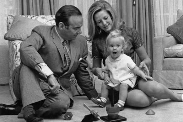Rupert Murdoch with his second wife, Anna, and their 14-month-old daughter Elisabeth at their home in Sussex Gardens, London, in 1969.