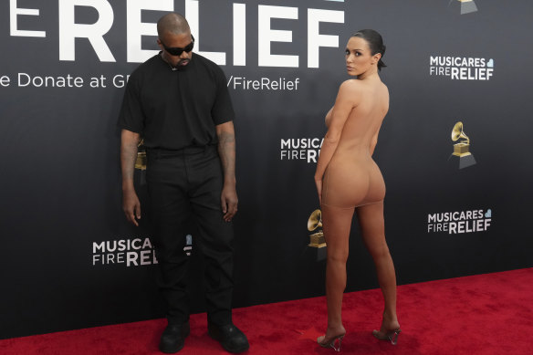 Ye (formerly Kanye West) and Bianca Censori at the Grammy Awards on Sunday.