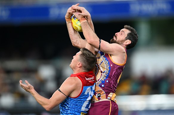 Darcy Gardiner’s vice-like marking proved an asset in the forward line for the Brisbane Lions.