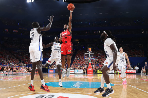 Wildcats player Bryce Cotton at RAC Arena in Perth on Friday night.