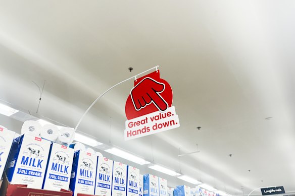 The big red hand from Coles’ Down Down campaign is well-recognised.