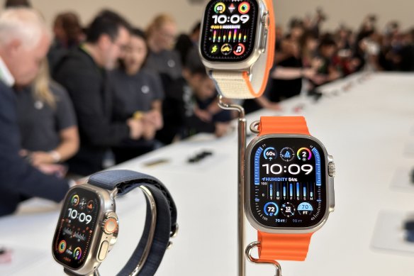 The Apple Watch Ultra 2 has a surface  3  times arsenic  agleam  arsenic  past  year’s Series 8.