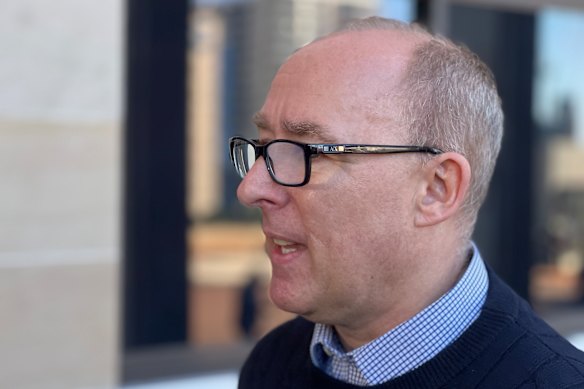 Renowned global rock art expert Ben Smith outside WA Parliament.