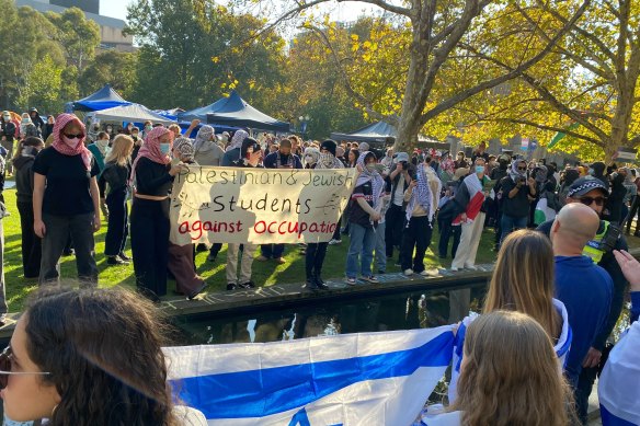 Protesters astatine  Melbourne University connected  Thursday afternoon.