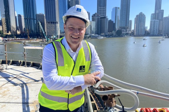 Lord Mayor Adrian Schrinner said construction of the Kangaroo Point bridge and Metro have caused a temporary “blip” in emission, but will drive down the city’s carbon footprint long-term. 